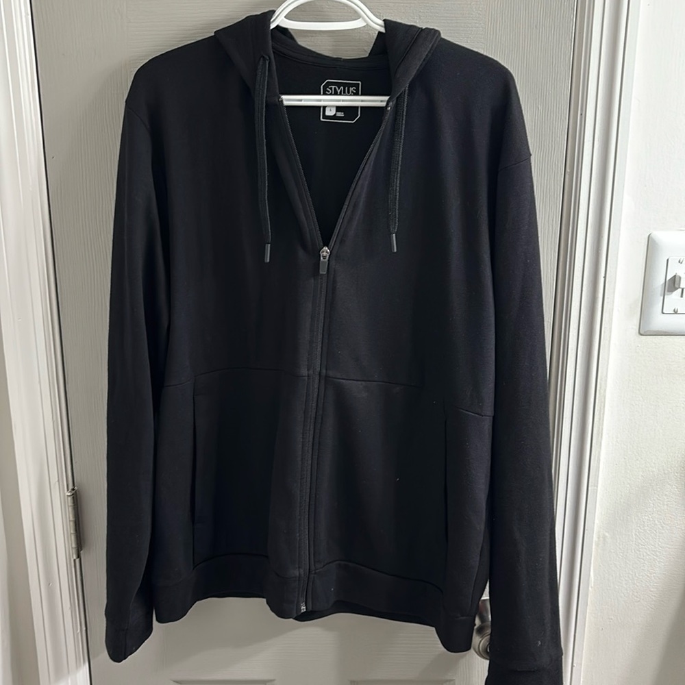 STYLUS Large black zip up hoodie